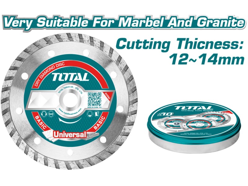TOTAL Turbo diamond disc 115mm 10pcs metal box (TAC2131153M)