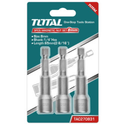 TOTAL 3 Pcs magnetic nut set 8mm (TAC270831)