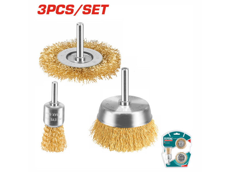 TOTAL 3 Pcs wire brush set (TAC310031)