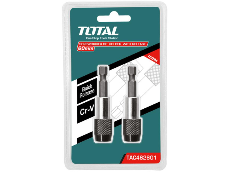 TOTAL SCREWDRIVER BIT HOLDER WITH RELEASE 2PCS (TAC462601)