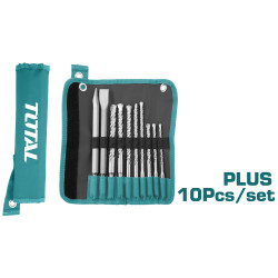 TOTAL 10PCS HAMMER DRILL BITS AND CHISELS SET (TACSD19101)
