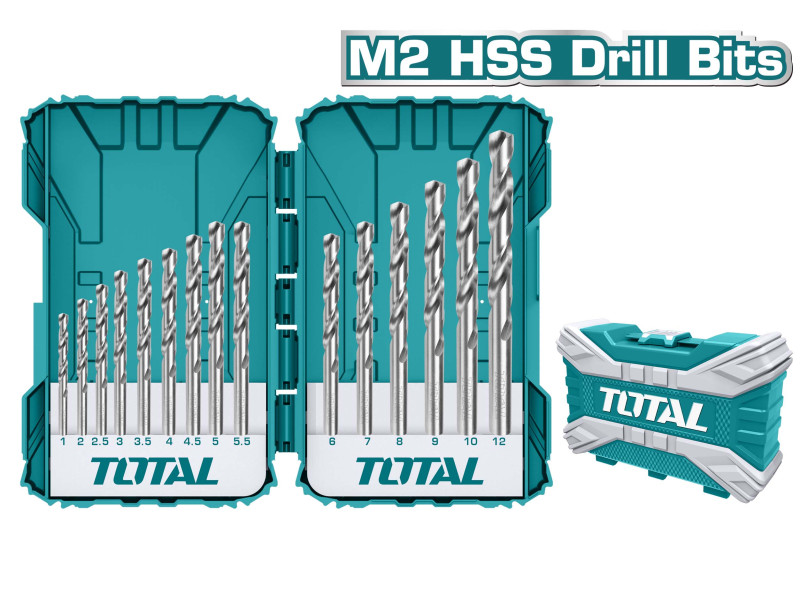 TOTAL 15PCS HSS M2 DRILL BITS SET (TACSDL51502)