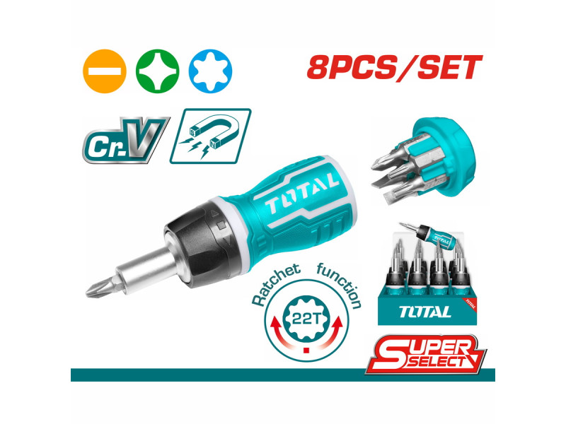 TOTAL 8 IN 1  Stubby screwdriver set (TACSDS1726)