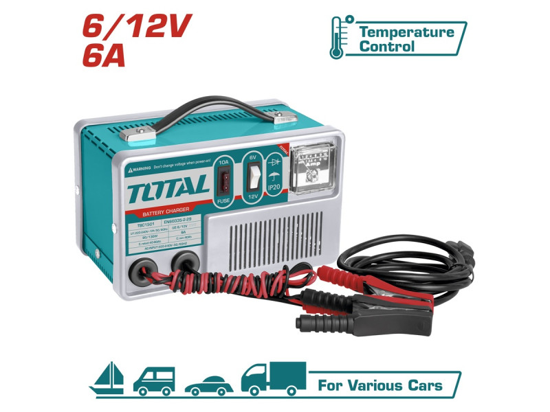 TOTAL Battery charger 6/12V / 40-90A (TBC1501)