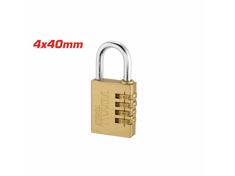 TOTAL 4 Digit brass combination padlock 40mm (TBCK37404)