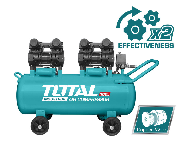 TOTAL Silent and oil free  air compressor 100Lit (TCS2241006)