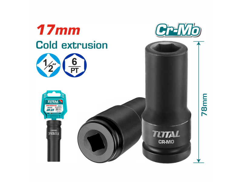 TOTAL 1/2" Deep impact socket 1/2" - 17mm (THDIS12171L)