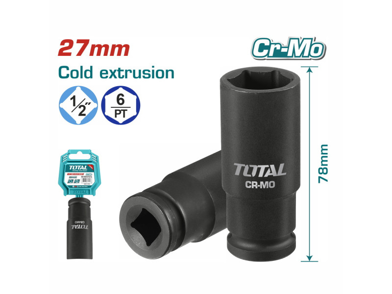 TOTAL 1/2" Deep impact socket 1/2" - 27mm (THDIS12271L)