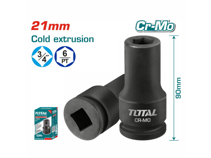 TOTAL 3/4"DR. Impact socket 21mm (THHISD3421L)