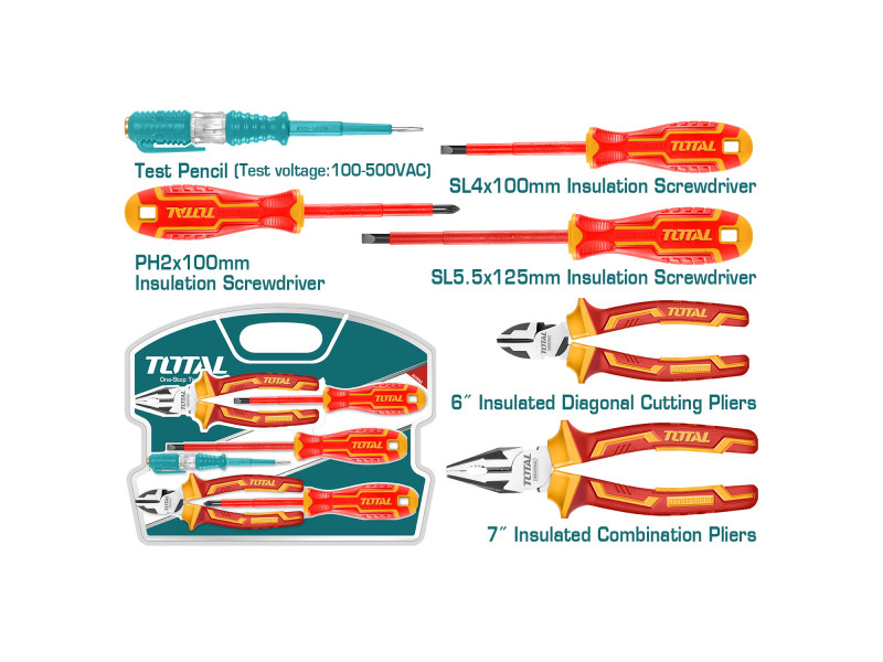 TOTAL 6pcs Insulated hand tools set 1000V (THKIST3062)