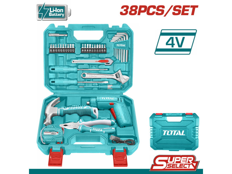 TOTAL 38 Pcs tools set 4V (THKTHP10386)