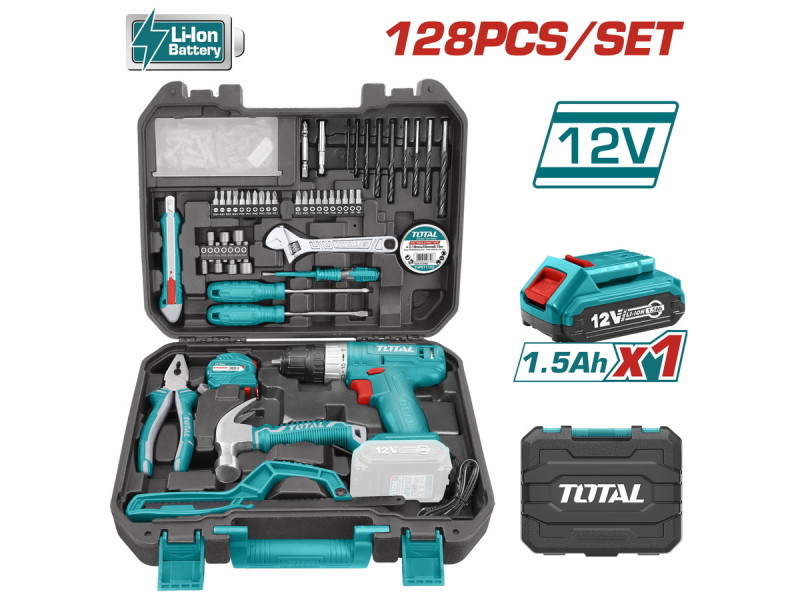 TOTAL ΣΕΤ ΔΡΑΠ/ΒΙΔΟ ΜΠΑΤΑΡΙΑΣ ΛΙΘΙΟΥ 12V / 1.5Ah / 20Nm 128ΤΕΜ (THKTHP11282)