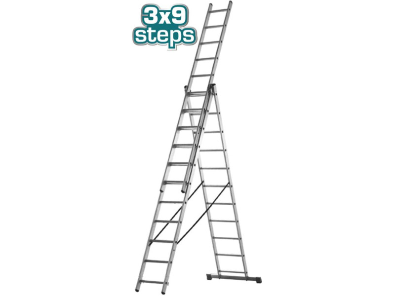 TOTAL 3 SECTION EXTENTION LADDER 3X9 STEPS (THLAD03391)