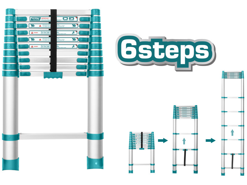 TOTAL Telescopic Ladder 6 steps (THLAD08061)