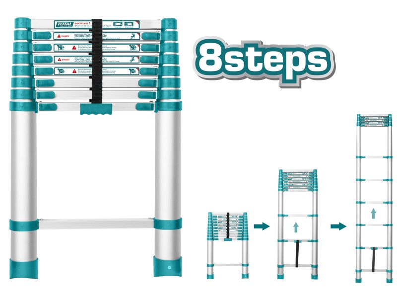 TOTAL Telescopic Ladder 8 steps (THLAD08081)