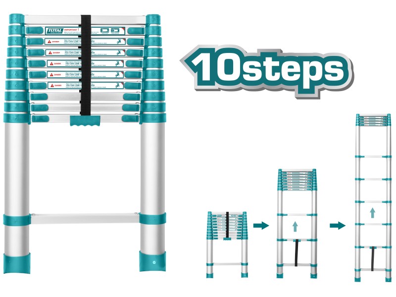 TOTAL Telescopic Ladder 10 steps (THLAD08101)