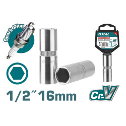 TOTAL 1/2" SPARK PLUG SOCKET 16mm (THSPS12166)