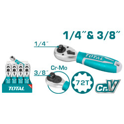 TOTAL stubby ratchet handle 1/4" & 3/8" (THT1061438)