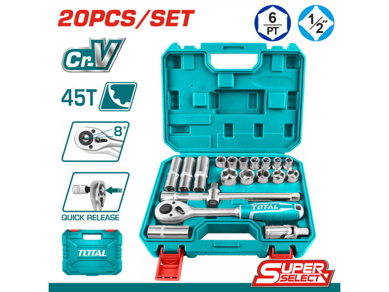 TOTAL 20 Pcs 1/2" socket set (THT121201)