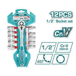 TOTAL 12PCS 1/2" SOCKET SET (THT141121)