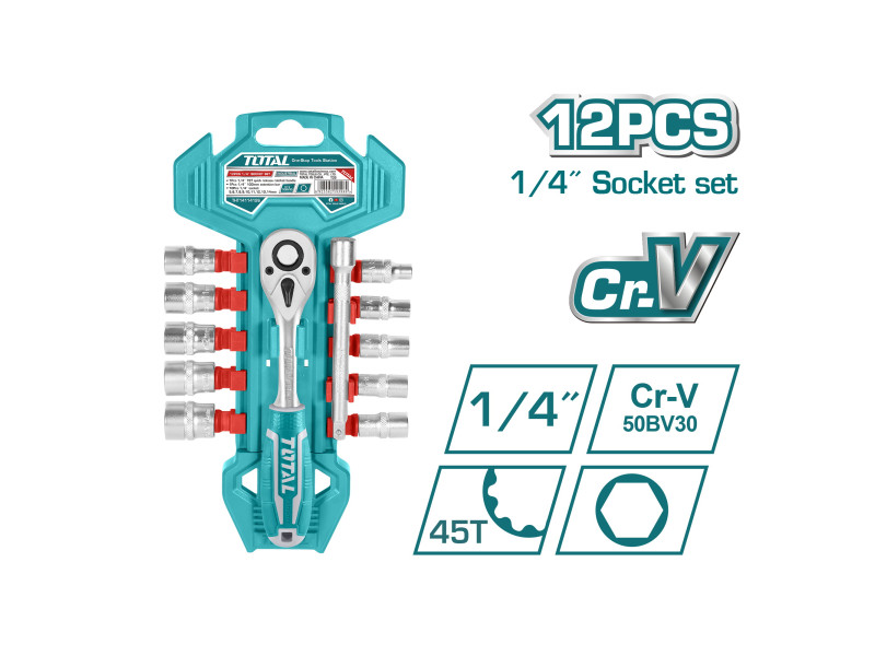 TOTAL 1/4" SOCKET SET 12PCS (THT14114126)