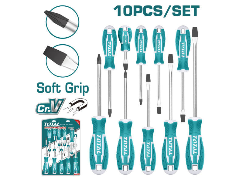 TOTAL 10 PCS SCREWDRIVER SET (THT250610)