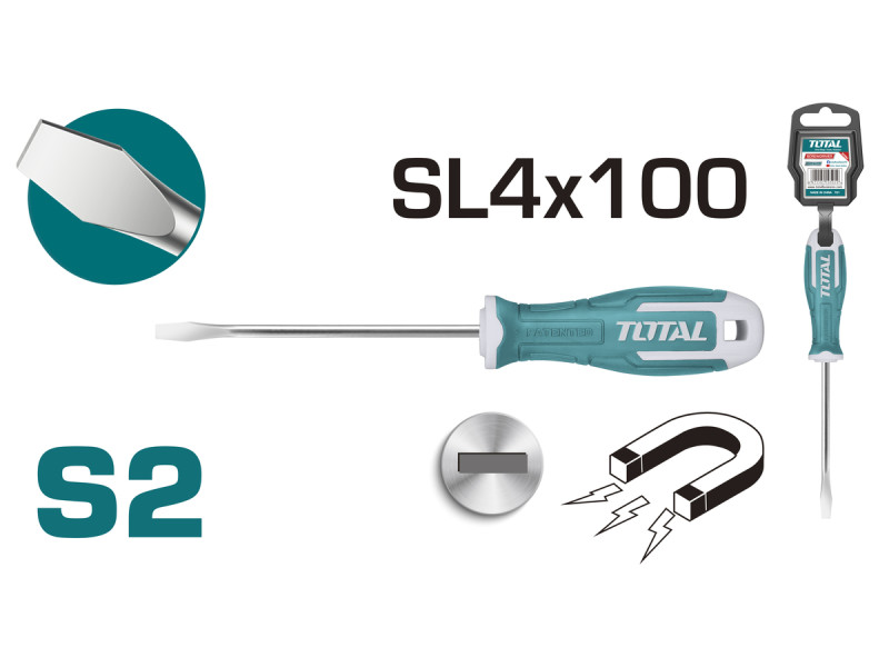 TOTAL SLOTTED SCREWDRIVER SL 4 X 100mm (THT264100)