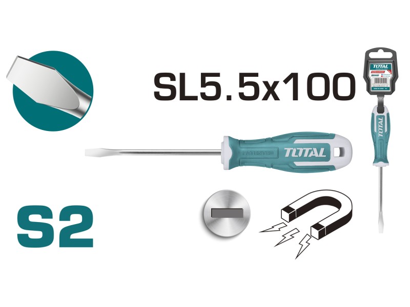 TOTAL SLOTTED SCREWDRIVER SL 5.5 X 100mm (THT265100)