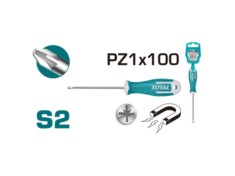 TOTAL Pozidriv screwdriver PZ1X100mm (THT26PZ1100)