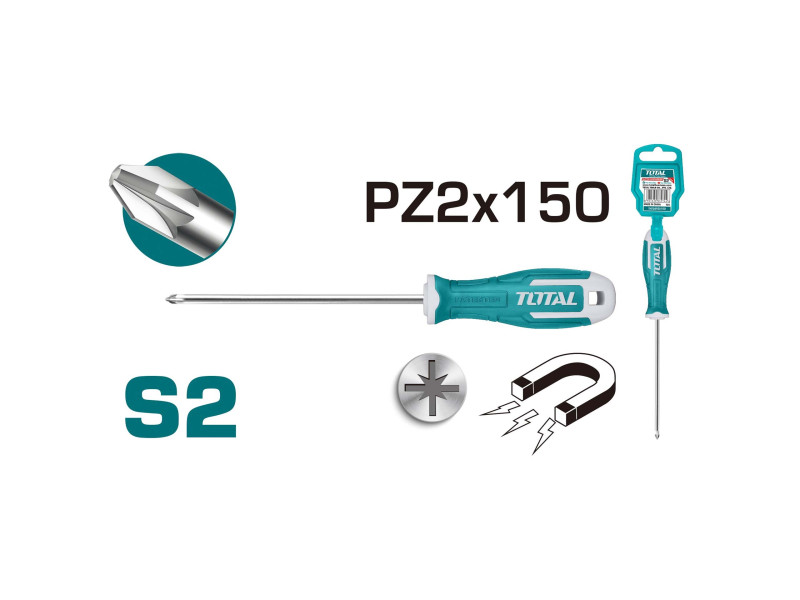 TOTAL Pozidriv screwdriver PZ2 X 150mm (THT26PZ2150)