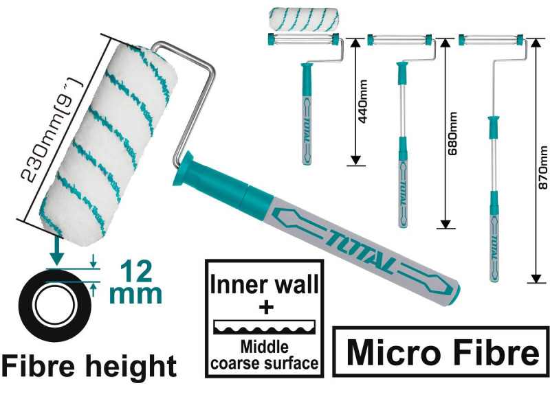 TOTAL TELESCOPING CYLINDER BRUSH 230mm (THT8592T)