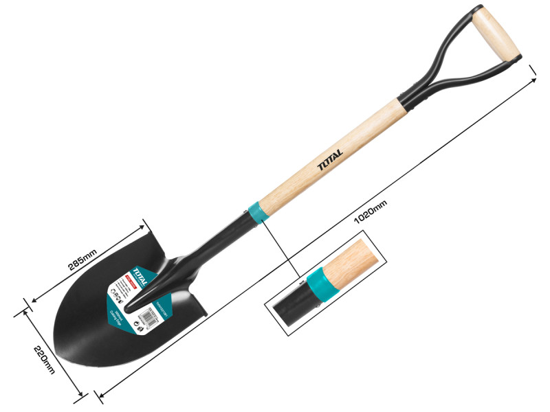 TOTAL STEEL SHOVEL WITH WOODEN HANDLE (THTHW0101)