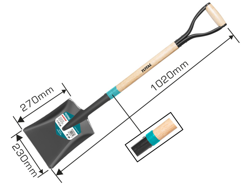 TOTAL STEEL SHOVEL WITH WOODEN HANDLE (THTHW0102)