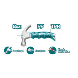 TOTAL MINI CLAW HAMMER 350gr ANTI-SHOCK (THTM7383D)
