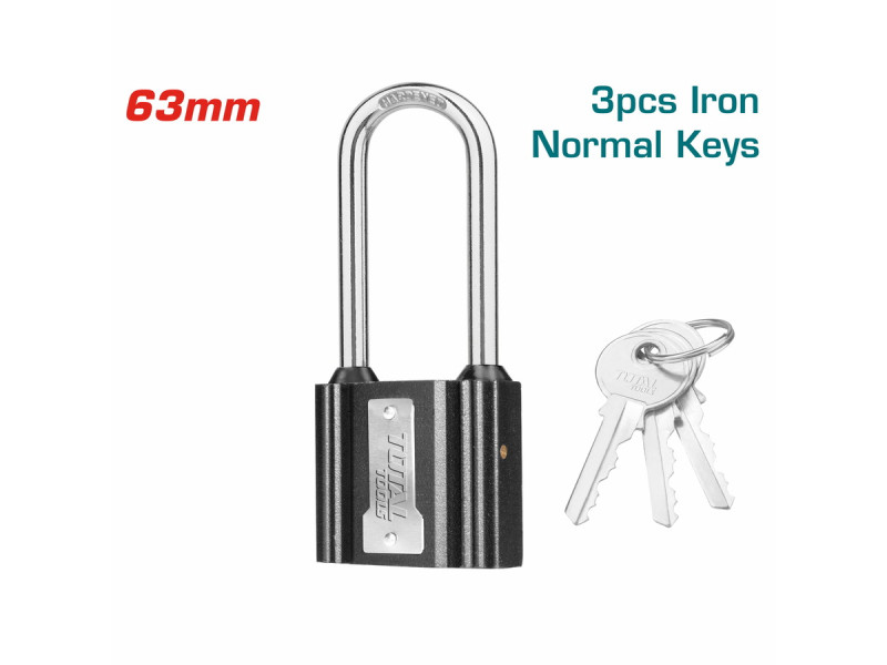 TOTAL Long shackle iron padlock 63mm (TLK31631L)