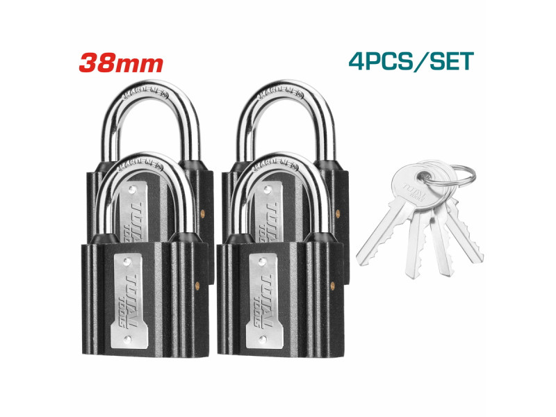 TOTAL 4Pcs key-alike Iron padlock set 38mm (TLK31T4382)