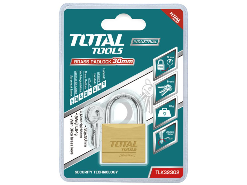 TOTAL BRASS PADLOCK 30mm (TLK32302)