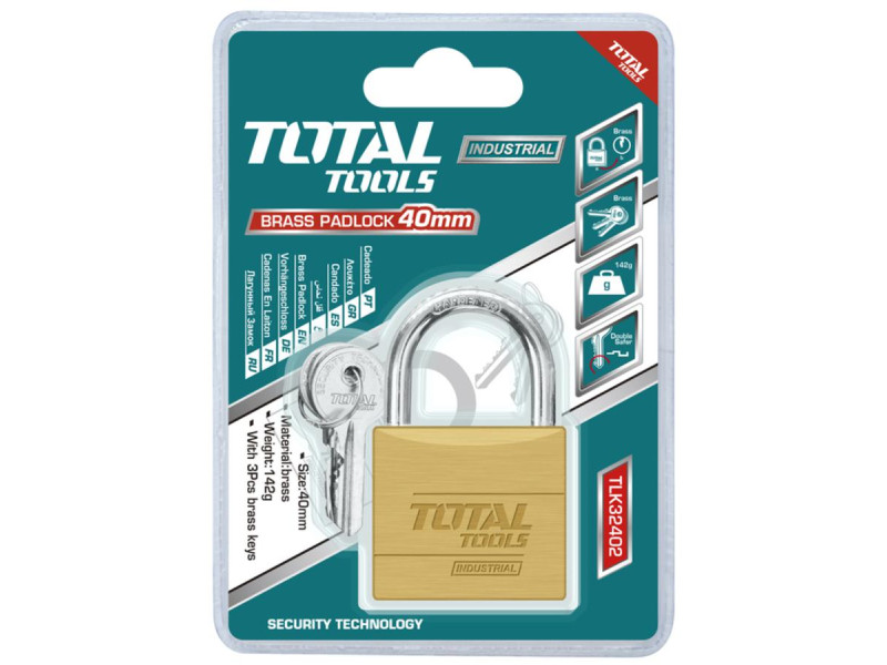 TOTAL BRASS PADLOCK 40mm (TLK32402)