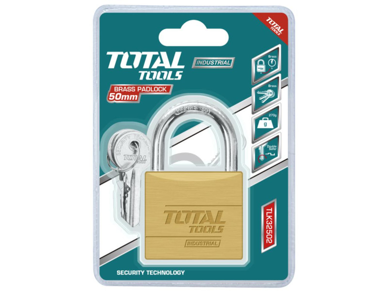 TOTAL BRASS PADLOCK 50mm (TLK32502)