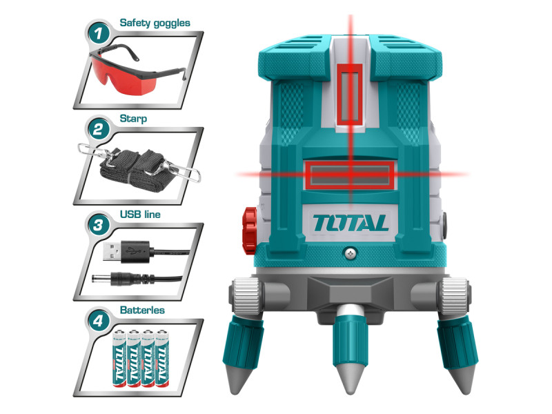 TOTAL SELF-LEVELING LINE LASER 0-20m RED LASER BEAMS (TLL306505)