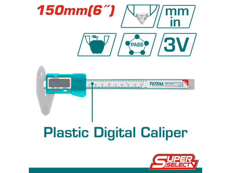 TOTAL Plastic digital caliper 150mm (TMT331501)