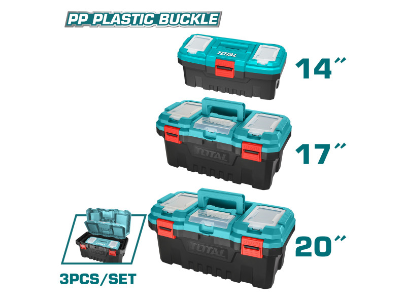 TOTAL 3 Pcs Plastic Tool Boxes Set (TPBXK0031)