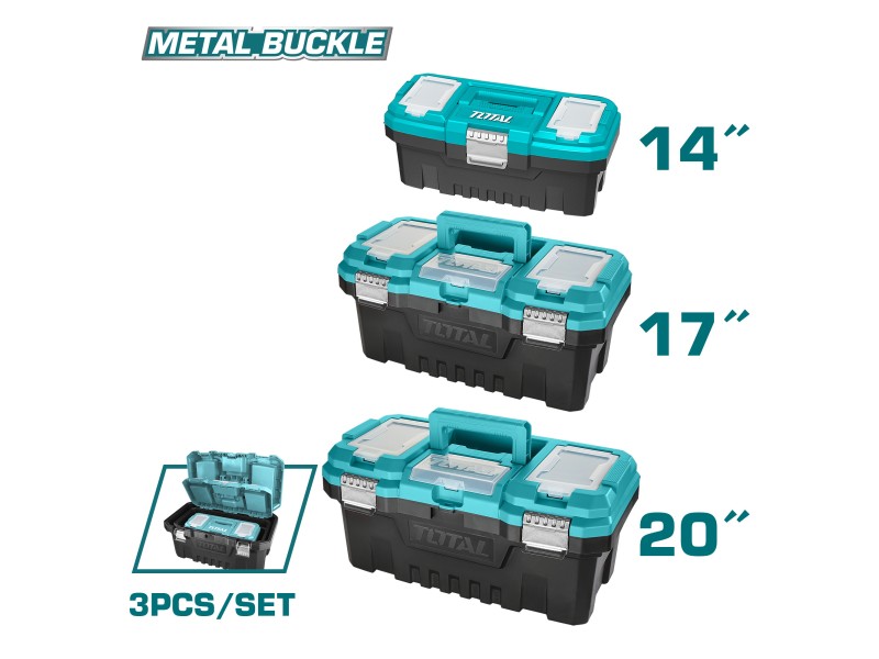 TOTAL 3 Pcs Plastic Tool Boxes Set (TPBXK0032)