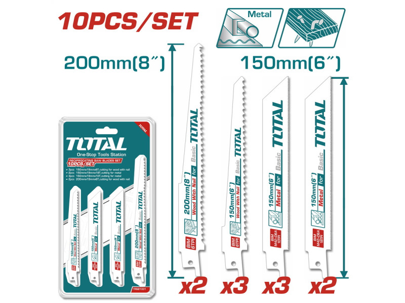 TOTAL Reciprocating saw blades set 10pcs (TRSB1001)