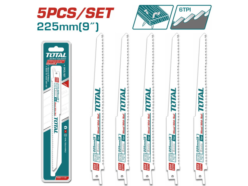 TOTAL Reciprocating saw blades for wood with nail 5pcs (TRSB1111DF)