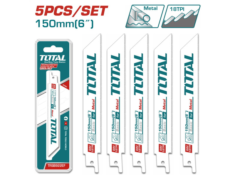 TOTAL Reciprocating saw blade for metal 5pcs (TRSB922EF)