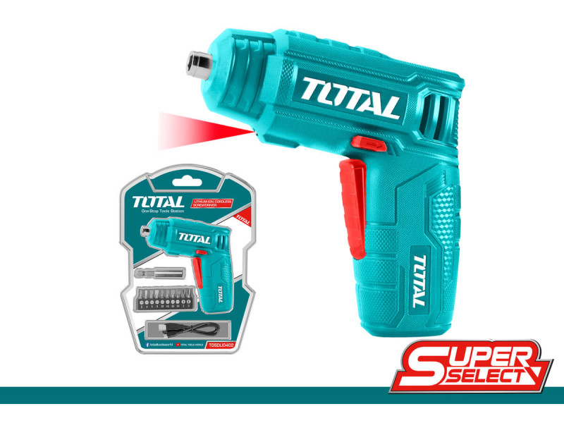 TOTAL Li - ion CORDLESS SCREWDRIVER 4V / 1.5Ah (TSDLI0402)