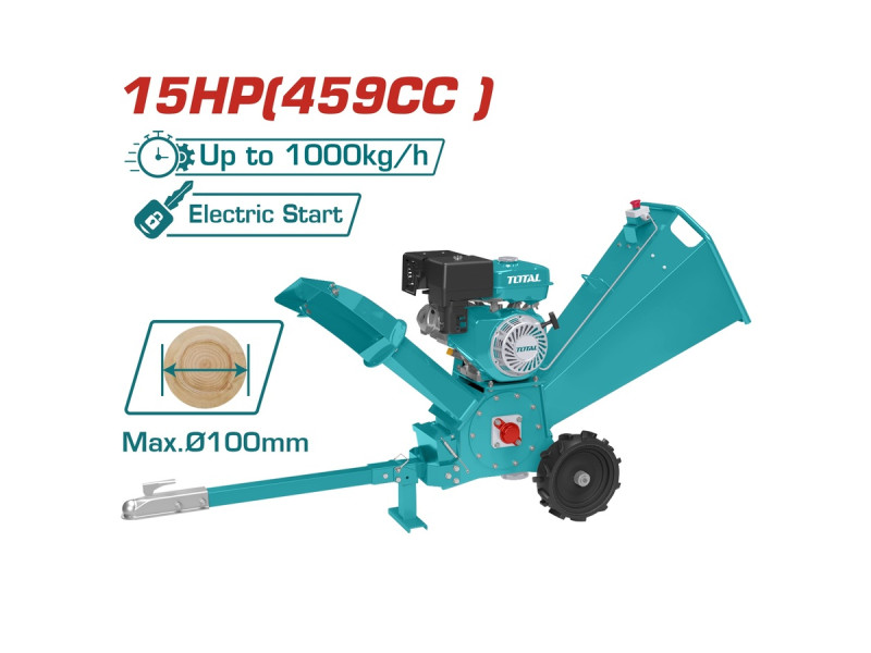 TOTAL Gasoline wood chipper 459cc / 15HP / 100mm (TWCS3102)