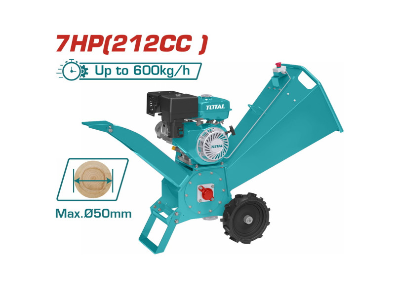 TOTAL Gasoline wood chipper 212cc / 7HP / 50mm (TWCS350)