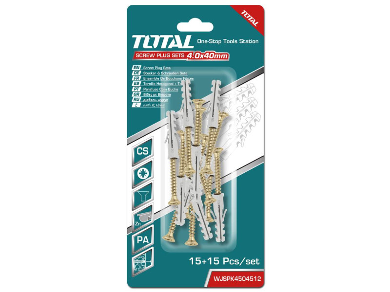 TOTAL Screw plug sets 4 X 40mm (WJSPK4504512)